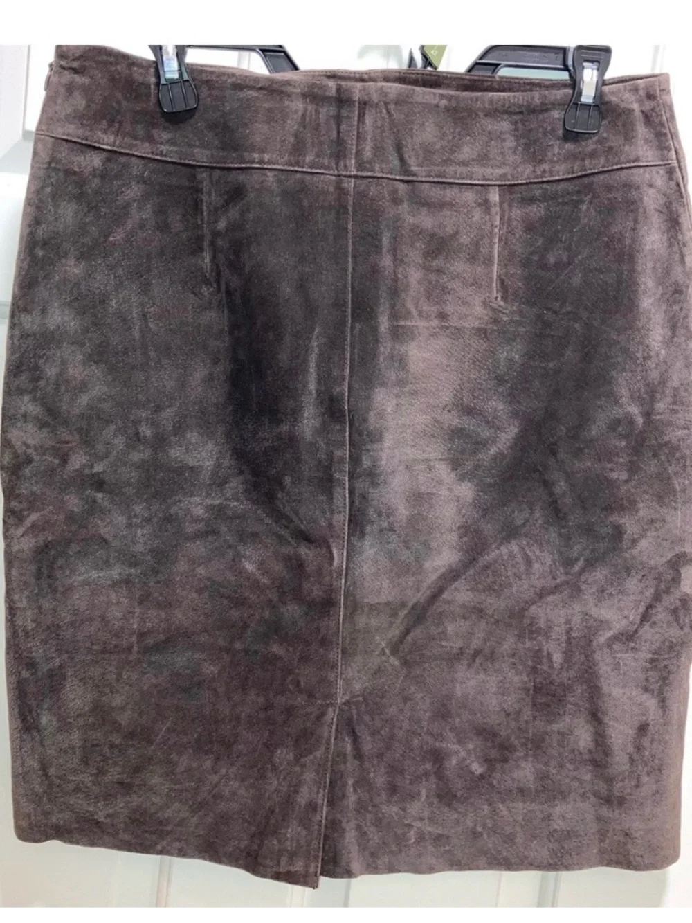 Express World Brand Brown Suede Leather pencil Skirt lined Size 11/12